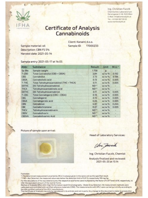 Cannabidrops full spectrum CBN extract  5%   10ml
