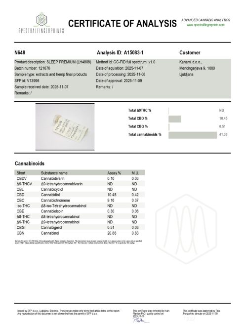 CANNACOMPLEX SLEEP OIL PREMIUM full spectrum  CBN, CBC  kivonat  30%   10ml