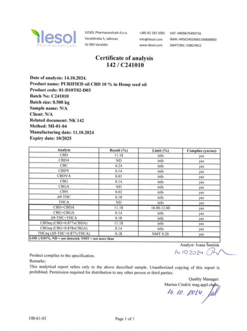 GOLD EXTRACT  full spectrum  BIO CBD kivonat   10%   10ml