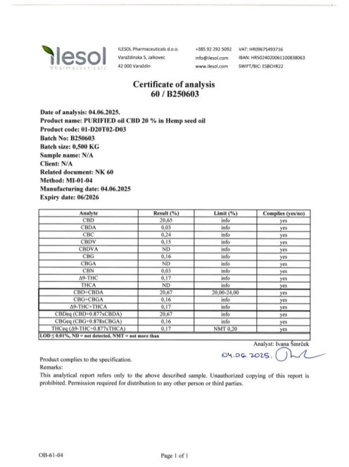 GOLD organic CBD extract full spectrum 20% 10ml