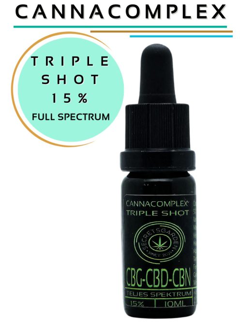 CANNACOMPLEX TRIPLE SHOT; full spectrum  CBD, CBN, CBG kivonat   15%   10ML